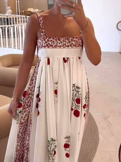 Lyla™ | Robe Longue Fleurie Été à Bretelles Spaghetti