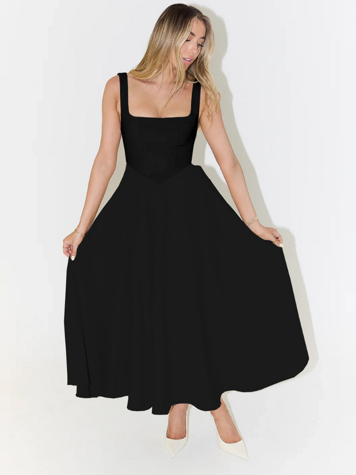 Grace | Robe midi fluide à décolleté carré