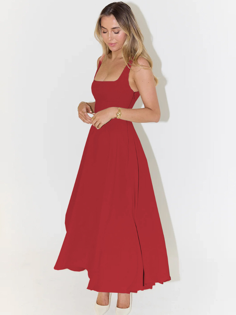 Grace | Robe midi fluide à décolleté carré