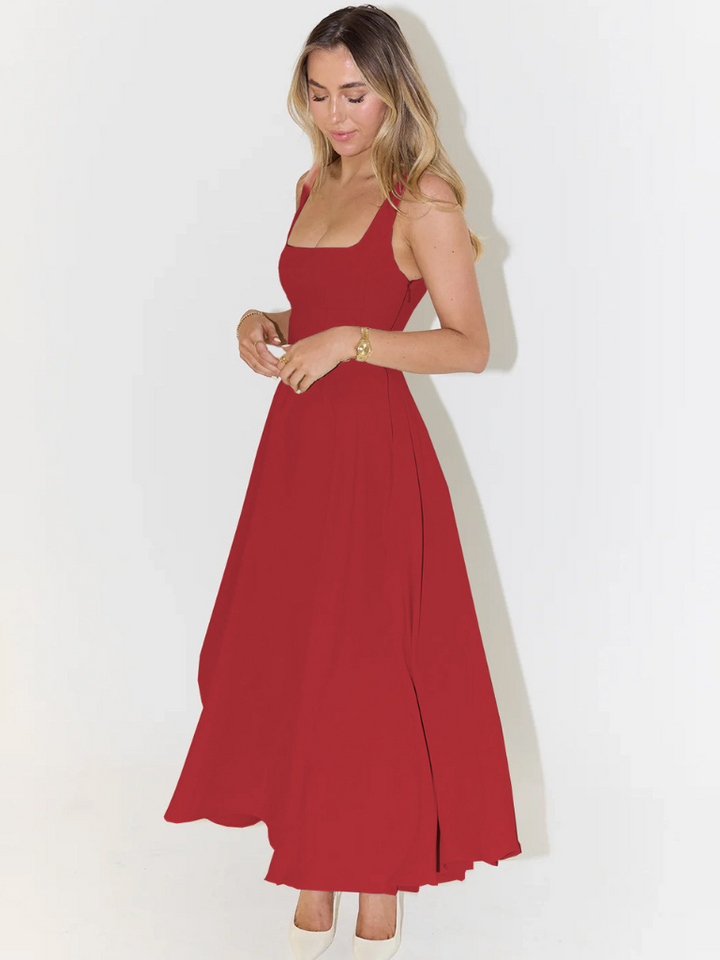 Grace | Robe midi fluide à décolleté carré
