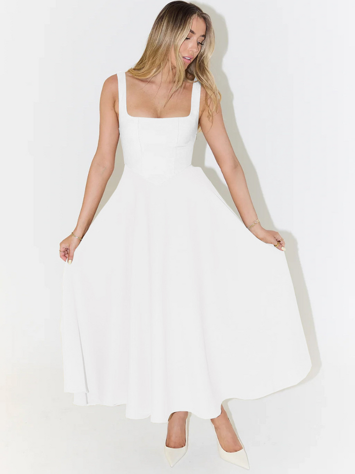 Grace | Robe midi fluide à décolleté carré