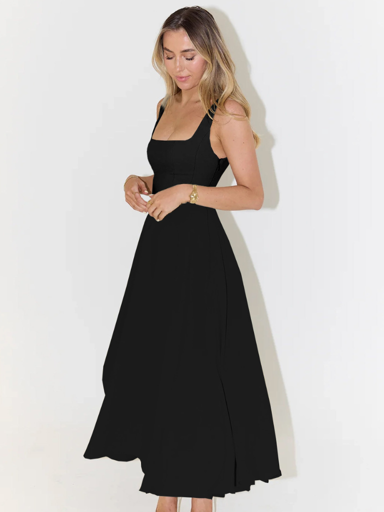Grace | Robe midi fluide à décolleté carré
