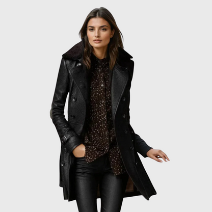 Ameli| Manteau Élégant 3/4 en Cuir