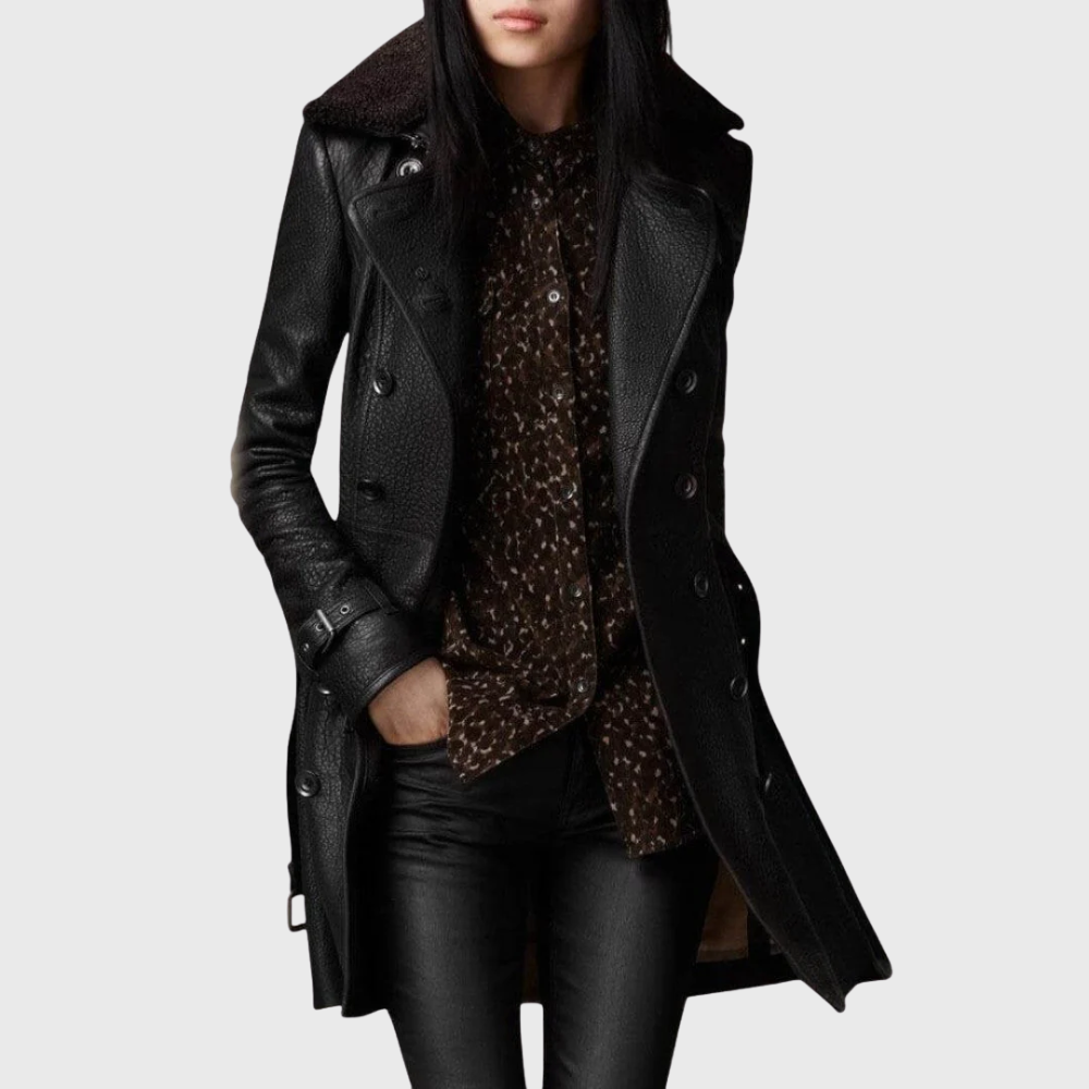 Ameli| Manteau Élégant 3/4 en Cuir
