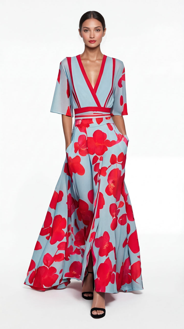 Valentina | Robe longue élégante avec décolleté profond
