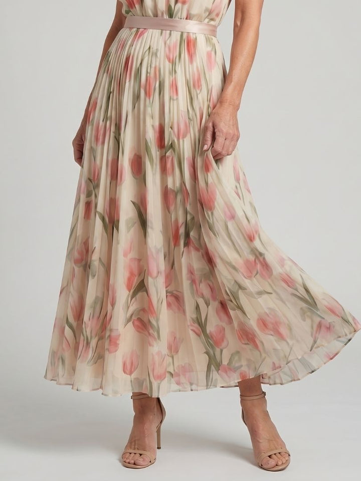 Aurelle | Robe Midi Fleurie à Col Halter