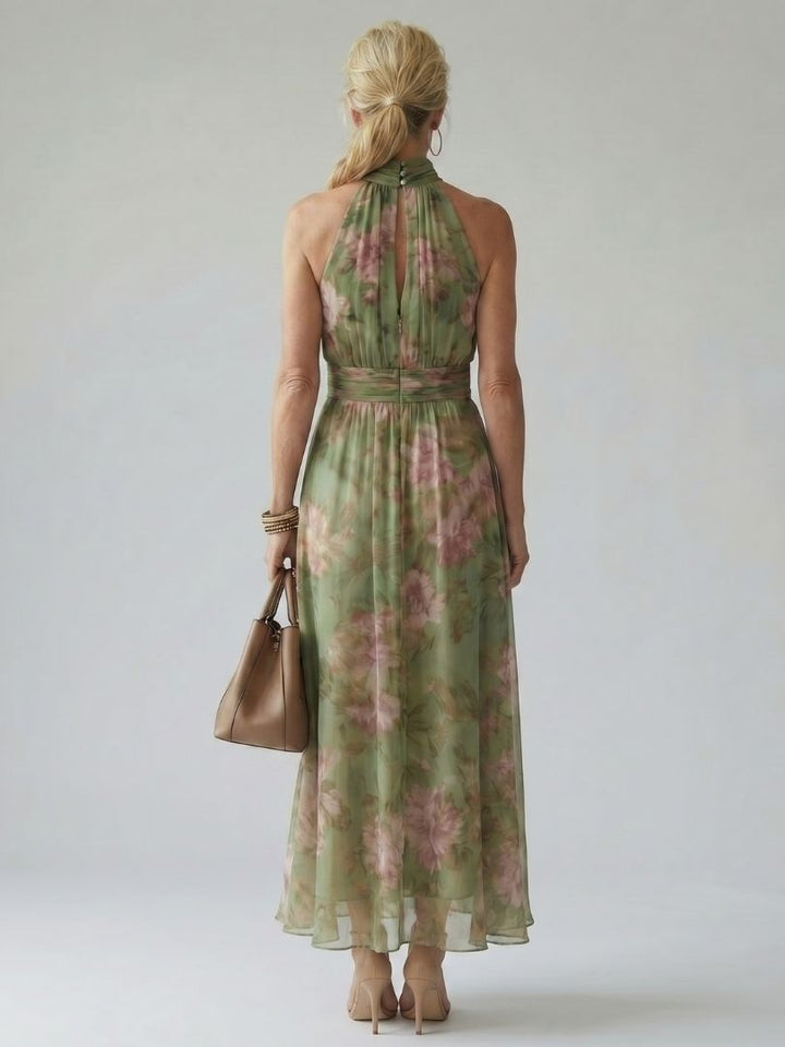 Mirelle | Robe Midi à Encolure Halter Froncée