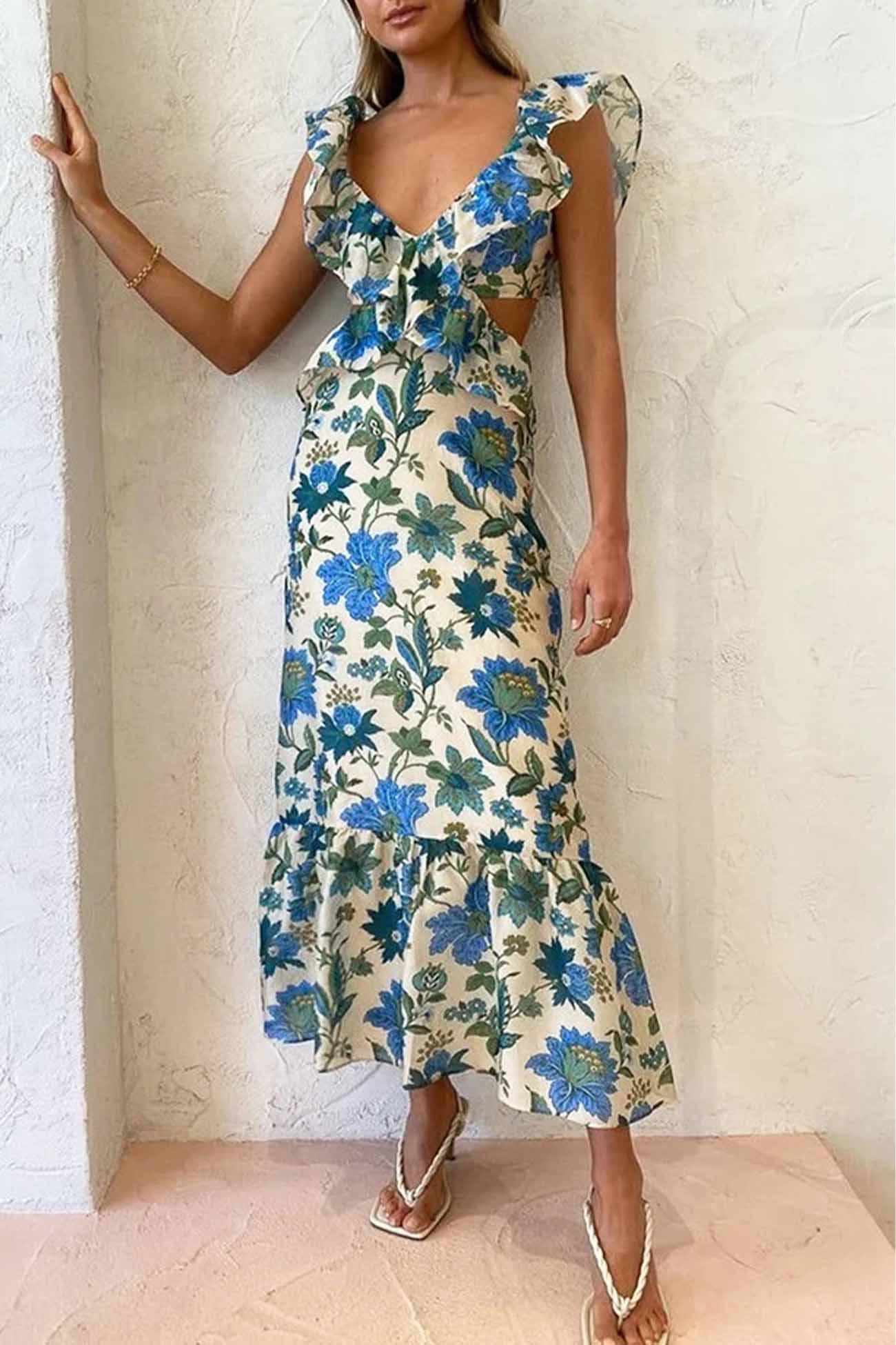 Ariella™ | Robe à Volants Fleurie