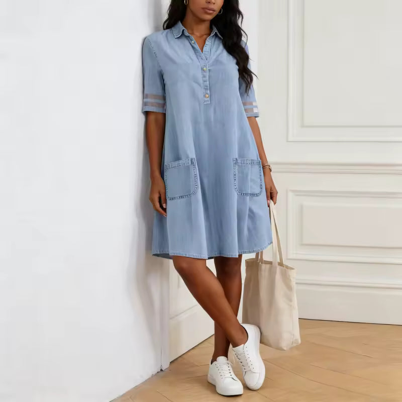 Bretagne | Robe en denim qui met en valeur la silhouette
