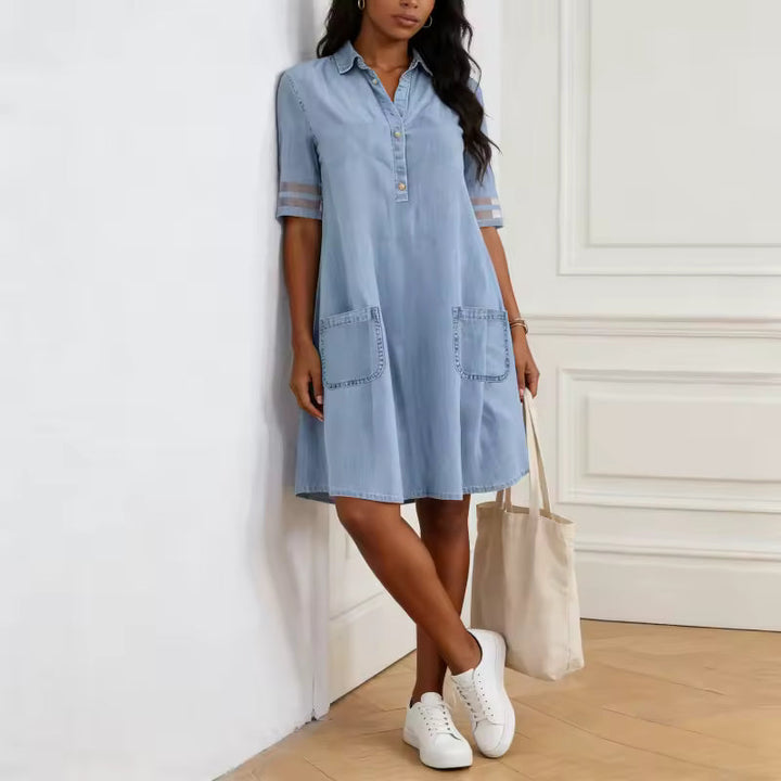 Bretagne | Robe en denim qui met en valeur la silhouette