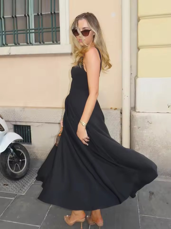 Grace | Robe midi fluide à décolleté carré