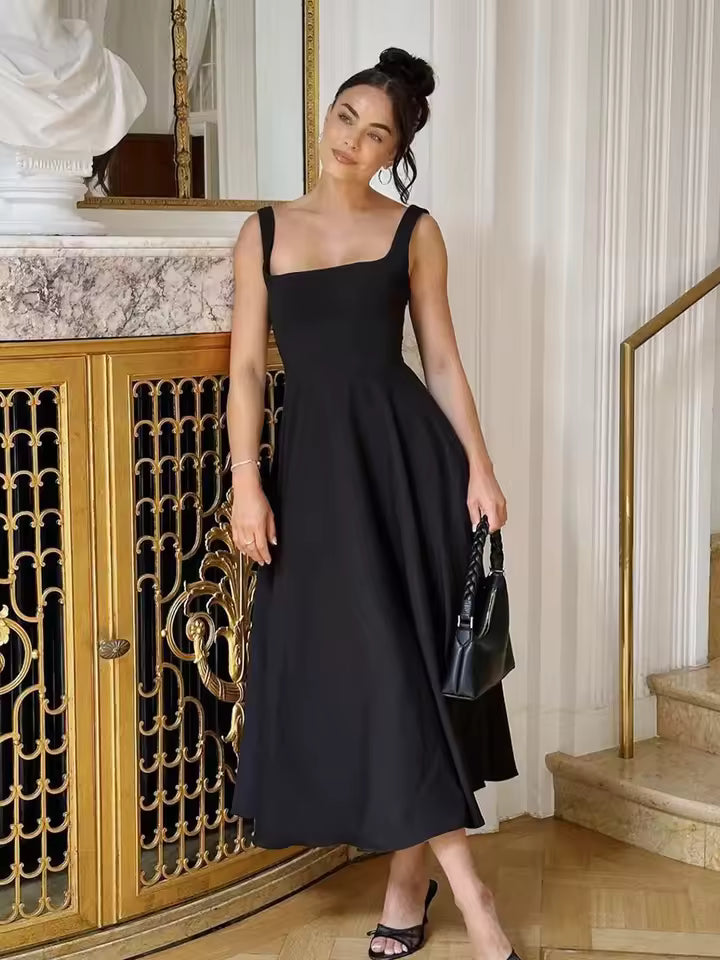 Grace | Robe midi fluide à décolleté carré