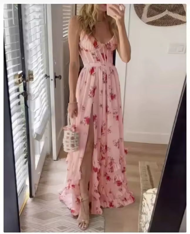 Paola | Robe florale romantique avec décolleté en V