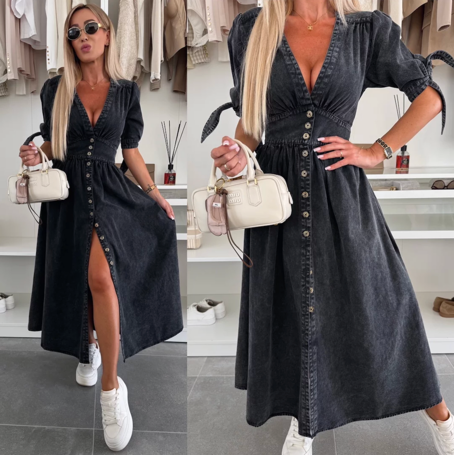 Ivanka™ | Robe en Denim Lumineuse