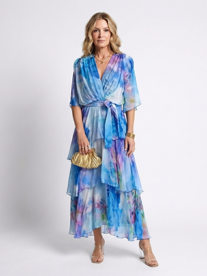 Calista | Robe maxi à décolleté en V et taille à nouer