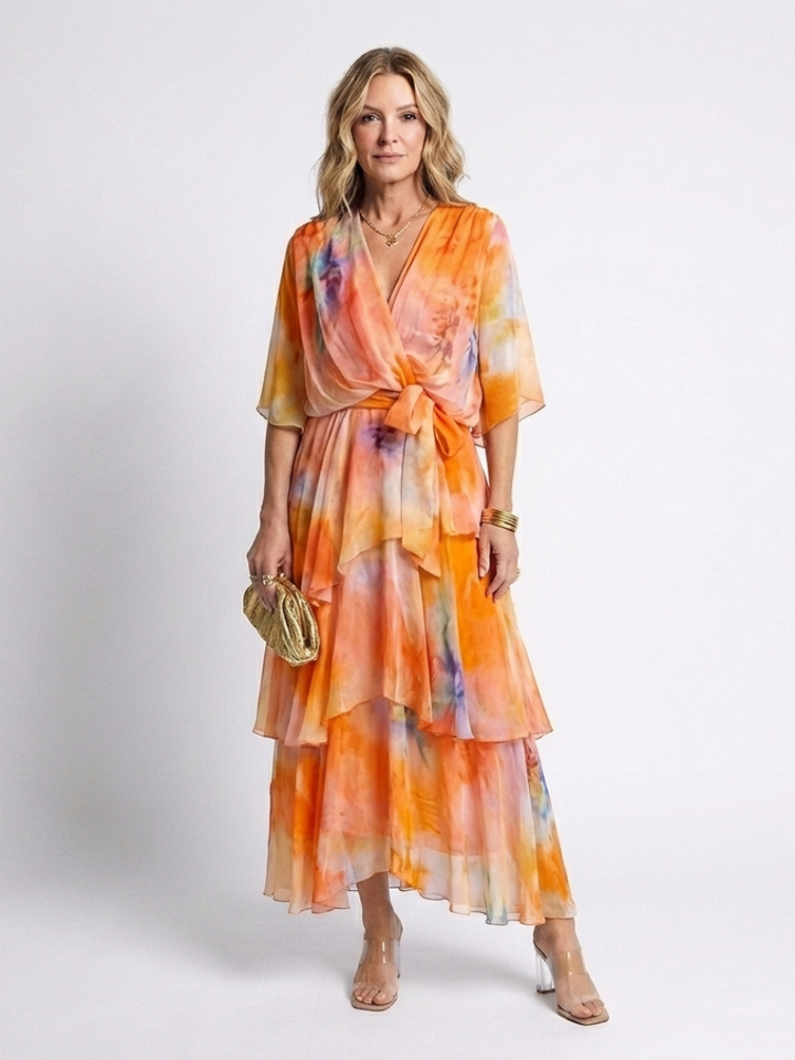 Calista | Robe maxi à décolleté en V et taille à nouer