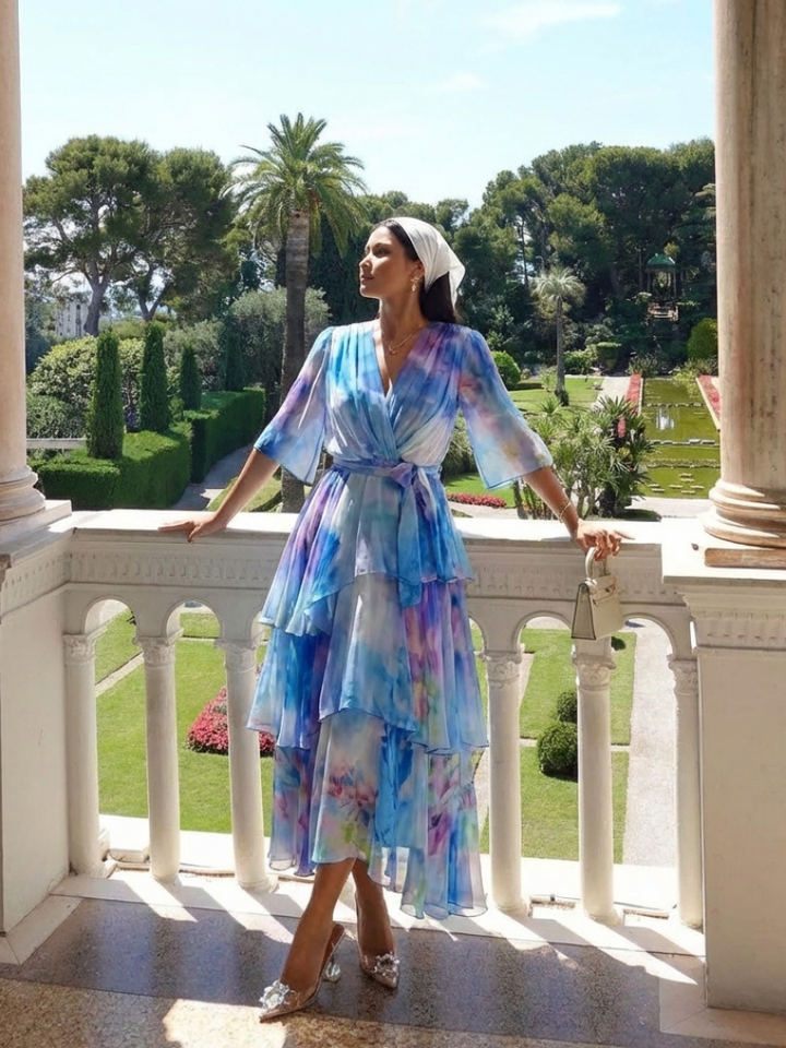 Calista | Robe maxi à décolleté en V et taille à nouer