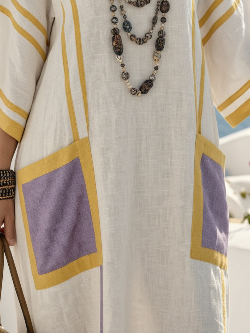 Zafira | Robe maxi à poches avec col en V et manches courtes