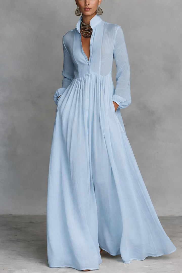 Selena | Robe Maxi avec Boutons Frontaux Fluides