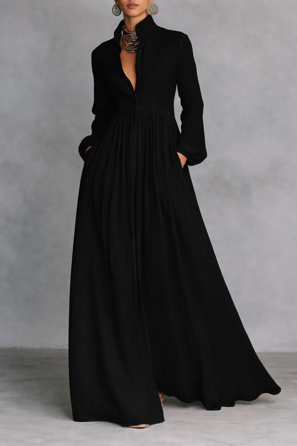 Selena | Robe Maxi avec Boutons Frontaux Fluides