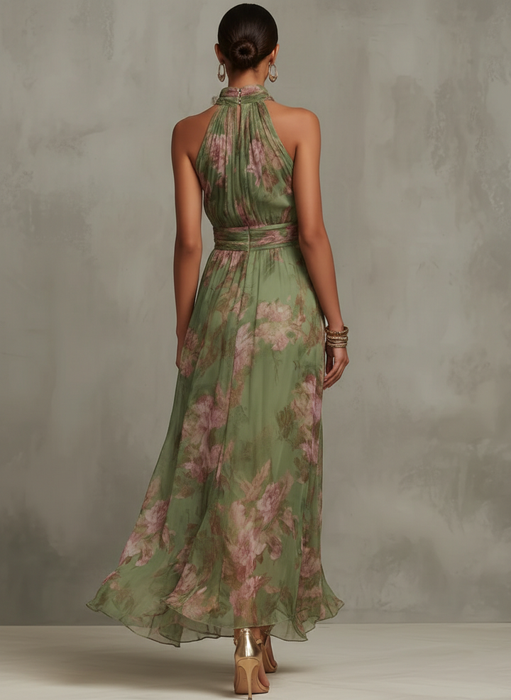 Livia™| Robe maxi halter florale élégante