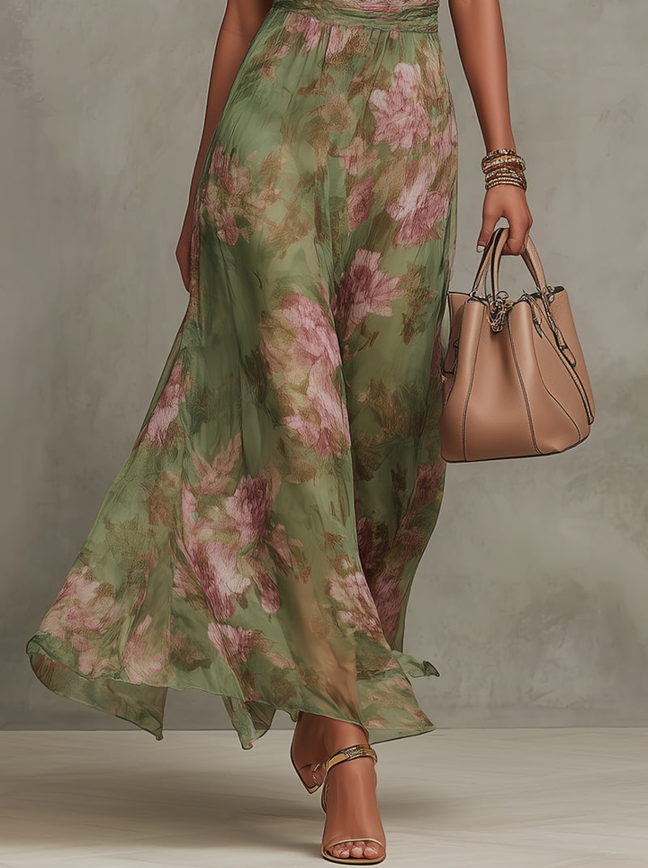 Livia™| Robe maxi halter florale élégante