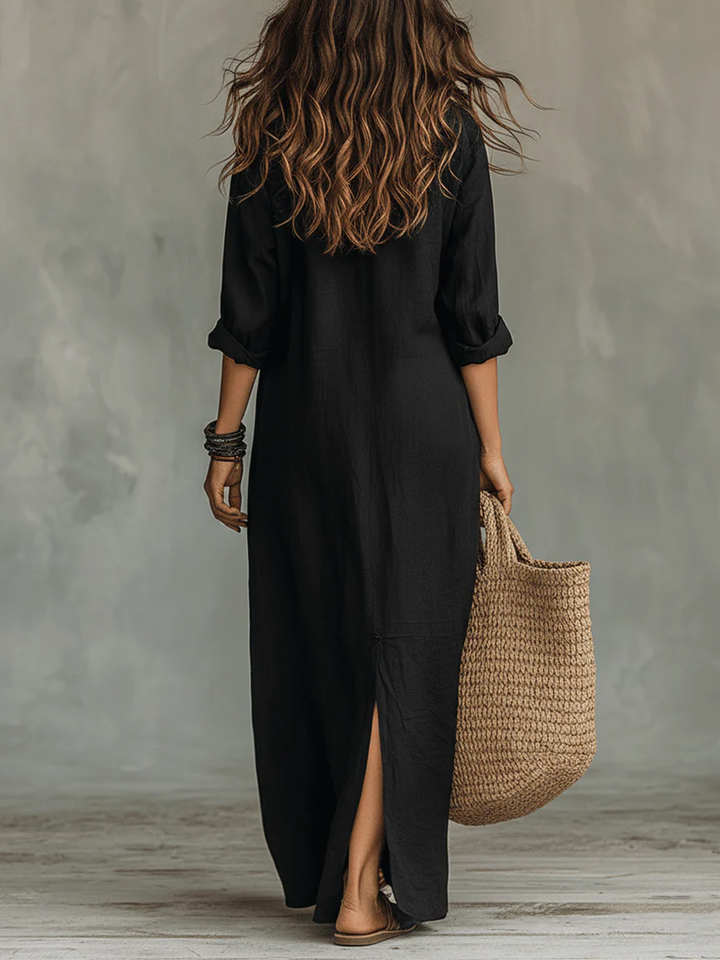 Soline | Robe maxi avec boutons et décolleté en V décontracté