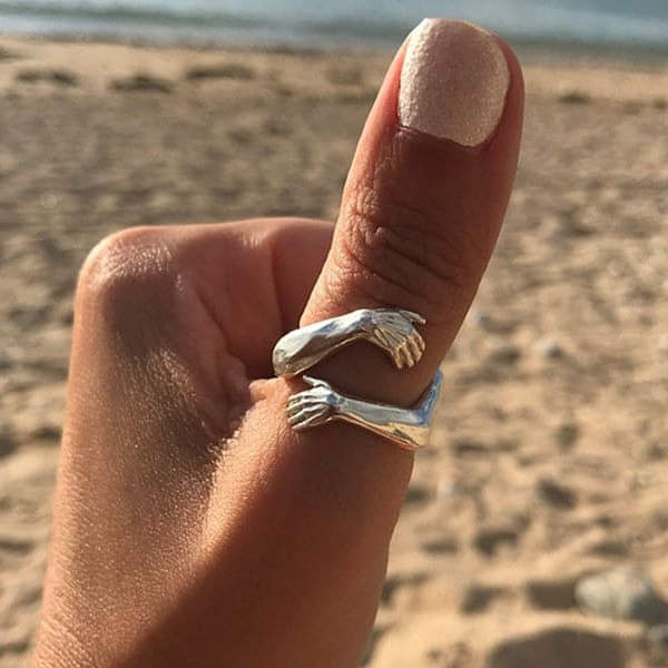 Bague d'étreinte ajustable en argent