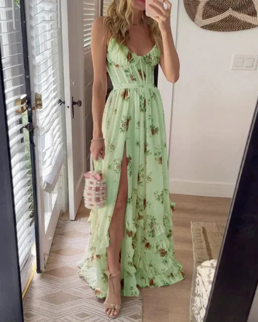 Paola | Robe florale romantique avec décolleté en V