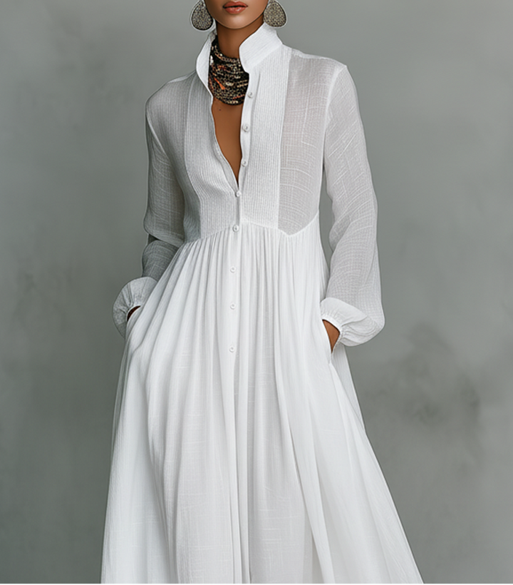 Selena | Robe Maxi avec Boutons Frontaux Fluides