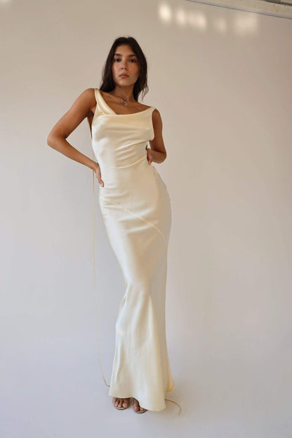 Charlotte™ | Élégante Robe Maxi en Soie avec Dos Nu