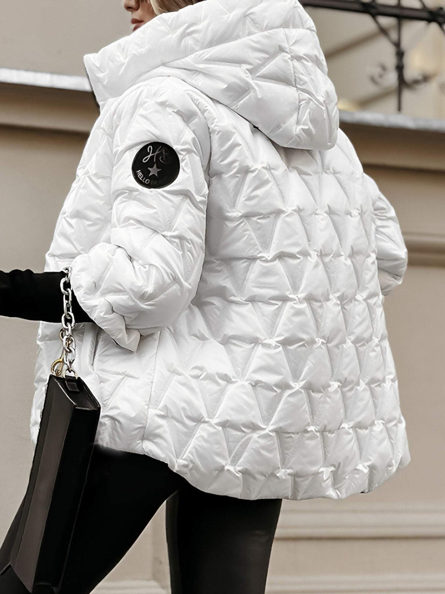 Veste en coton pour femme avec capuche et manches longues pour l'automne et l'hiver en patchwork de diamants