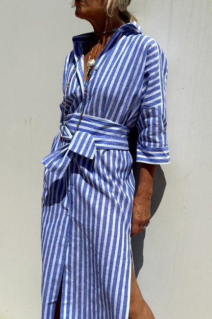 Sophia | Robe-chemise rayée élégante