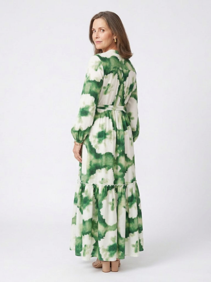 Sabine | Robe Maxi à Manches Longues avec Ceinture à Nouer