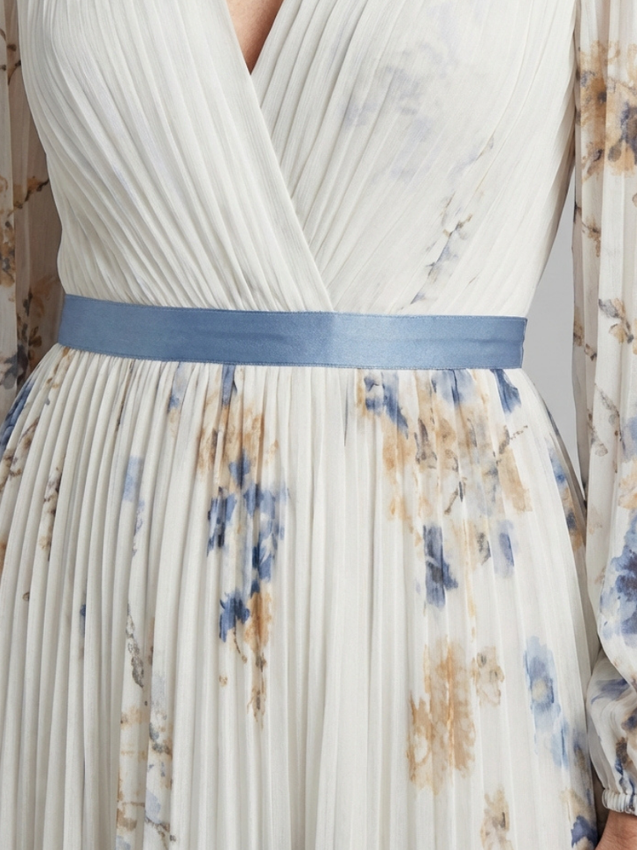Lavinia | Robe Maxi à Manches Longues et Décolleté en V avec Imprimé Floral