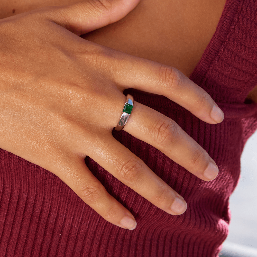 Bague Ember Argent & Émeraude