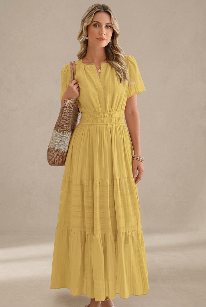 Emma | Robe maxi avec taille froncée