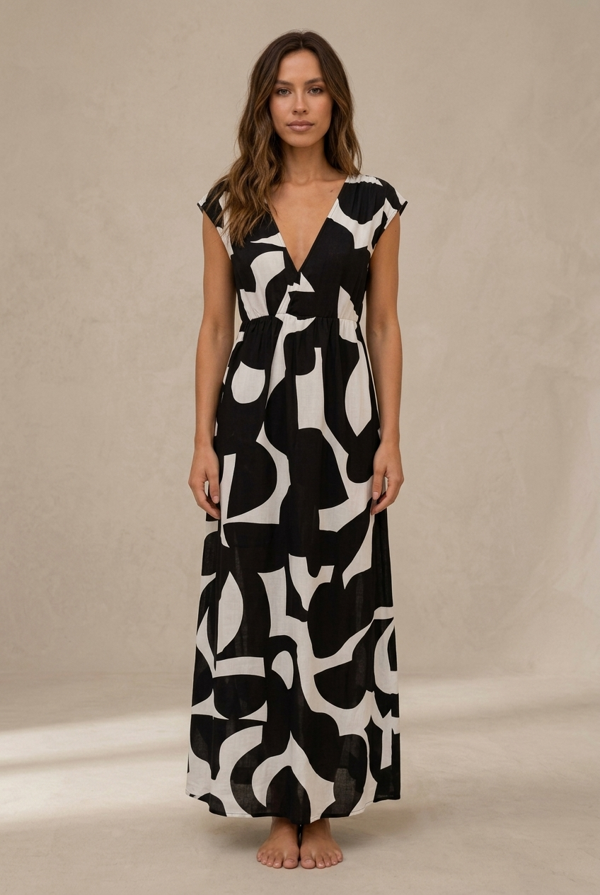 Camelia | Robe midi fluide avec imprimé vibrant