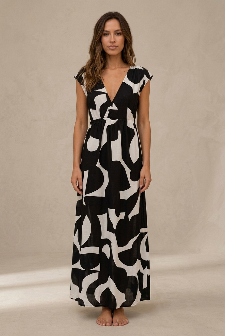 Camelia | Robe midi fluide avec imprimé vibrant