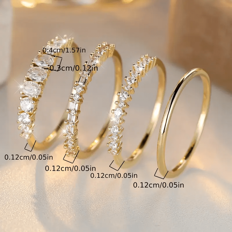 Bagues Empilables en Zirconia Doré 14k