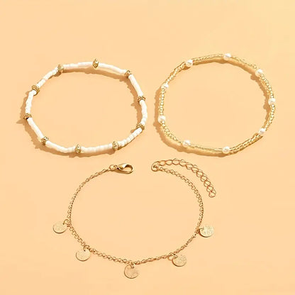 Ensemble de Bracelets de Cheville Superposés 3 Pièces