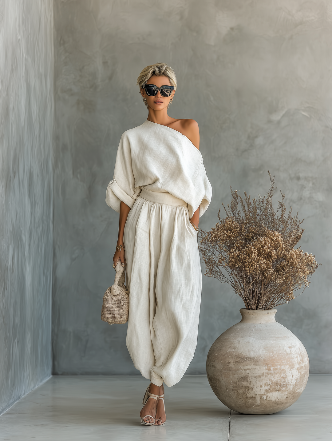 Lisa | Ensemble de Top Doux Off-Shoulder et Pantalons Ajustés