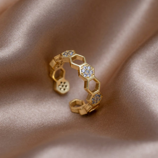 Abeille - Bague en or et cristal