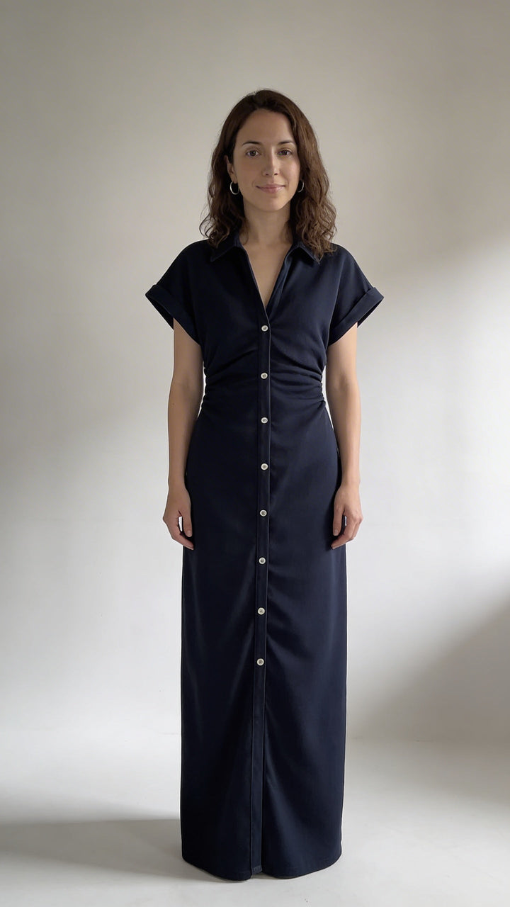 Denim | Robe midi avec boutons