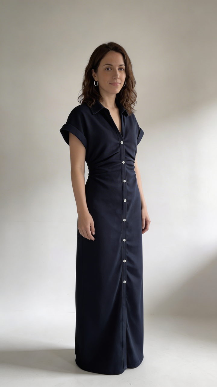 Denim | Robe midi avec boutons