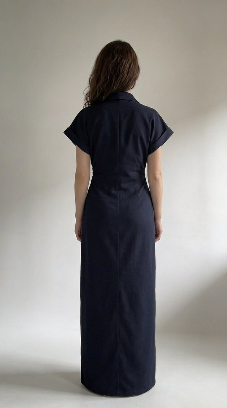 Denim | Robe midi avec boutons