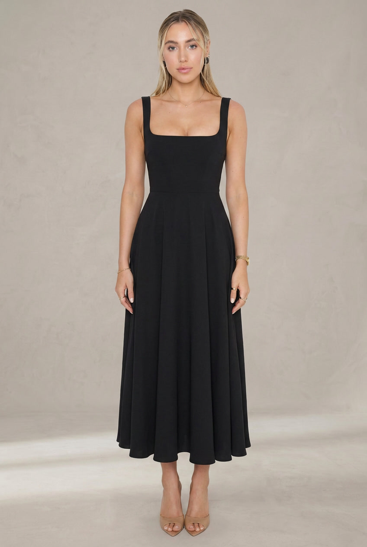 Grace | Robe midi fluide à décolleté carré