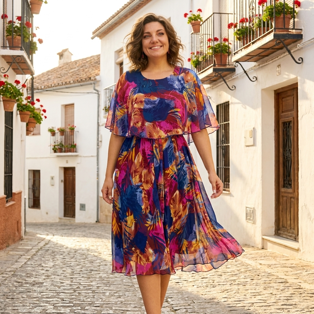 Aitana | Robe midi avec imprimé vibrant