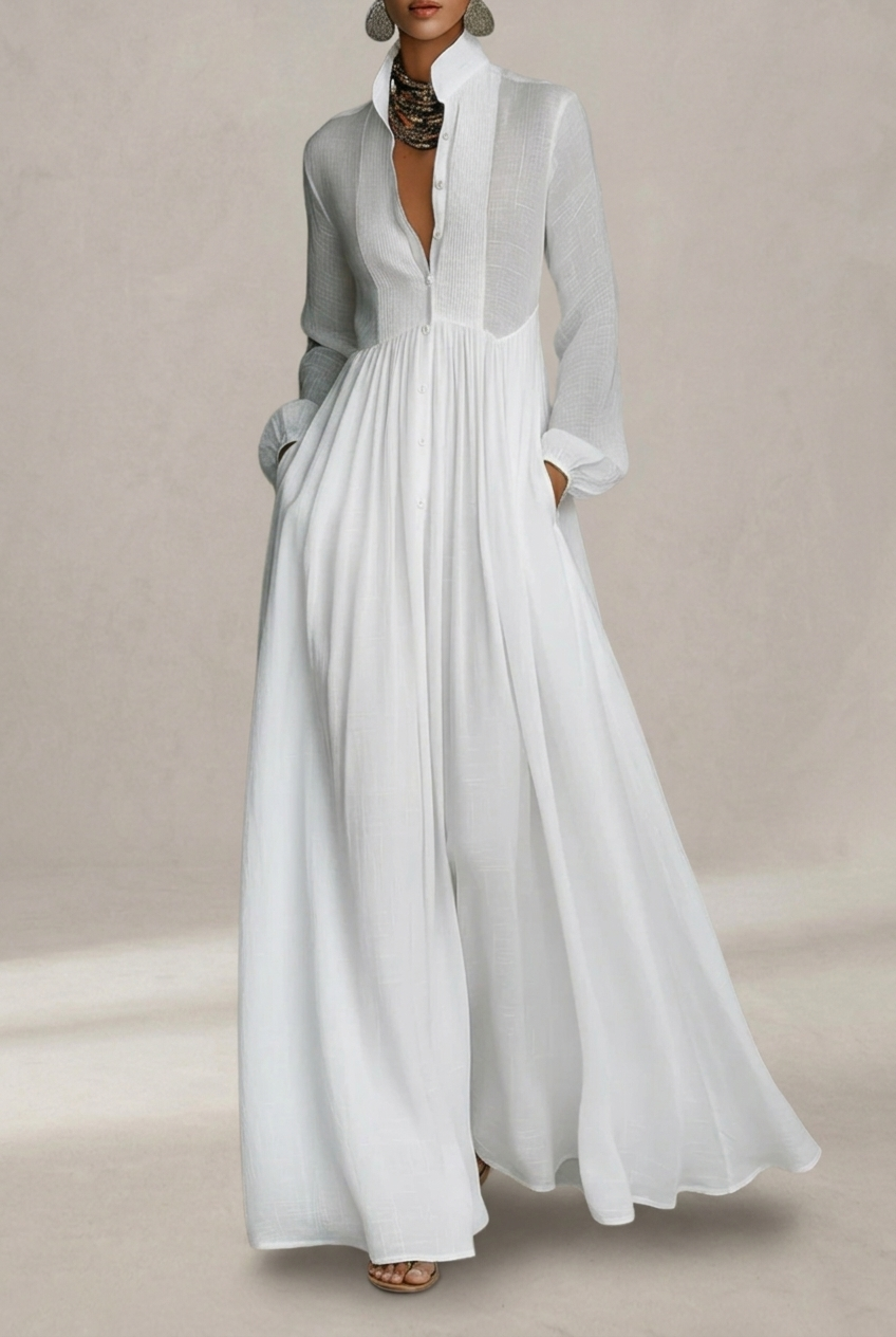 Selena | Robe Maxi avec Boutons Frontaux Fluides