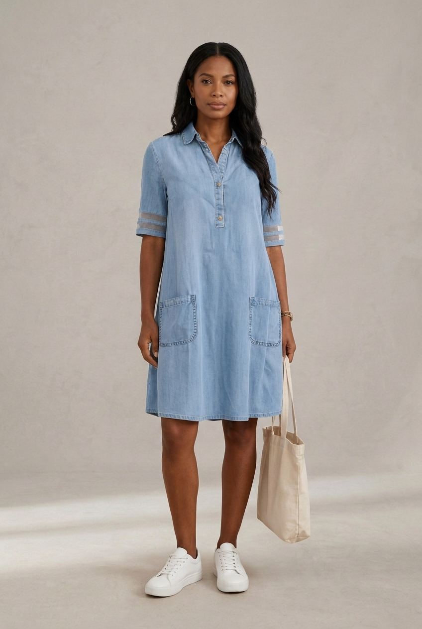 Bretagne | Robe en denim qui met en valeur la silhouette